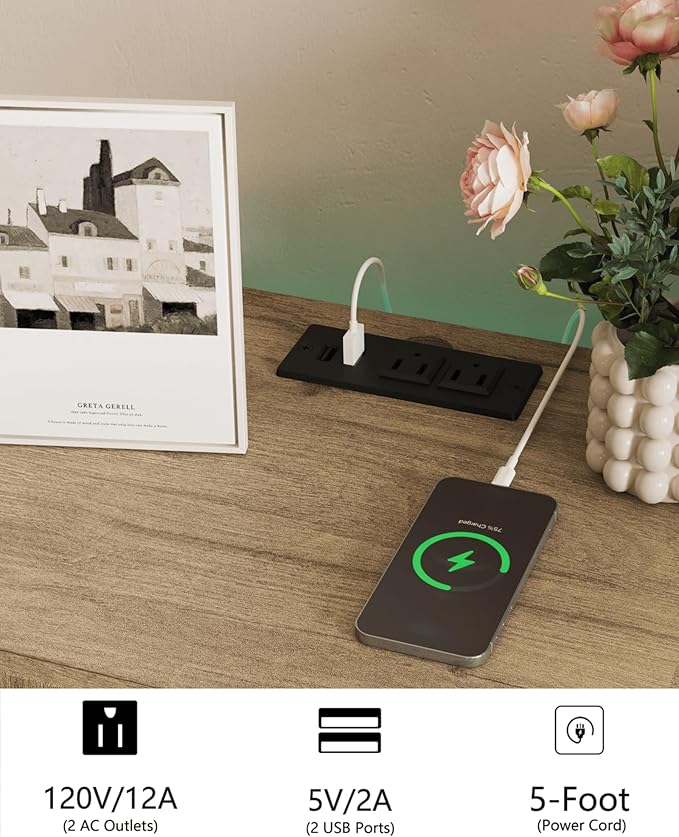 Nightstand with Charging Station and LED Lights,Modern Bedside Table with 2 Storage Drawer,Night Stand with Solid Wood Legs,White (Grey Osk)