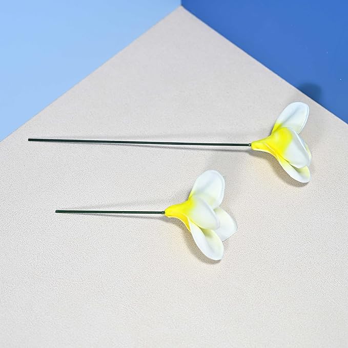 Birthday Gifts for Women 10pcs Gradient Yellow Flowers PU Real Touch Flowers Hawaiian Plumeria Frangipani Artificial Flowers for DIY Birthday Gifts Wedding Gifts Home Decor Table Centerpiece