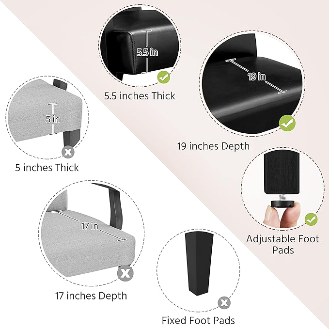 Yaheetech PU Leather Accent Chair, Mid-Century Modern Armchair with Solid Wood Legs, Reading Leisure Chair with High Back for Living Room Bedroom Waiting Room, Black