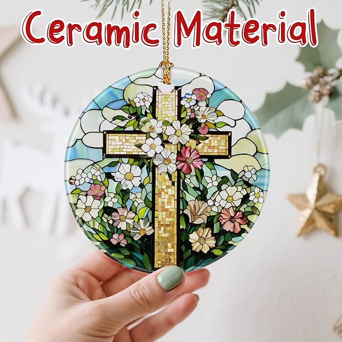Beautiful Cross Christmas Ornaments: Christmas Tree Ornaments & Holiday Decor – Religious Gifts, Perfect Holiday Presents & Gift Ideas for Christian, Friend, Coworker, and FA