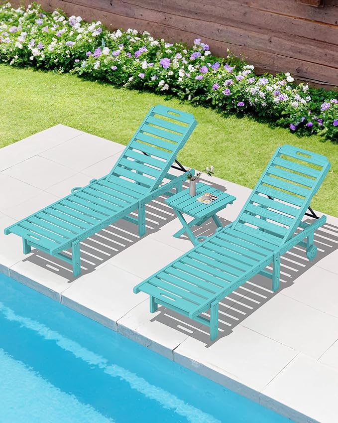 SERWALL Adirondack Side Table, No Assembly Outdoor End Table, HDPE Small Folding Table for Backyard Pool Porch, Aruba