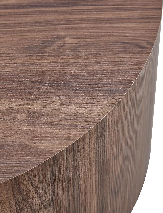 27.5" Round Wood Coffee Table, Modern Coffee Tables in Walnut Wood Finish for Living Room, Contemporary No Assembly Circle Wooden Center Cocktail Table for Bedroom, Reception Room