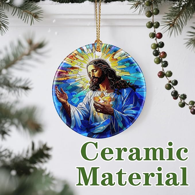 Jesus Christ Ornament: Christmas Ornaments, Religious Christmas Decorations for Tree, Catholic Ornament & Christian Holiday Decor | Religious Gifts, Christian Gifts - Design B