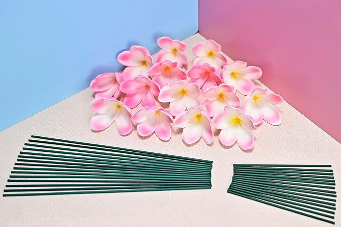15pcs Pink Flowers PU Real Touch Lifelike Hawaiian Artificial Flowers for DIY Wedding Bouquets Pink Bridal Shower Centerpieces Arrangements Party Tables Decorations