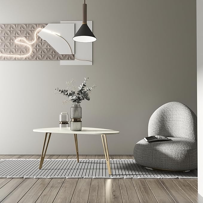 Manora Modern Simple White Wood Oval Coffee Table, Minimalist Tea Table for Living Room, Office, Apartment or Small Space