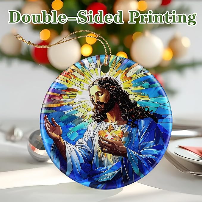 Jesus Christ Ornament: Christmas Ornaments, Religious Christmas Decorations for Tree, Catholic Ornament & Christian Holiday Decor | Religious Gifts, Christian Gifts - Design B