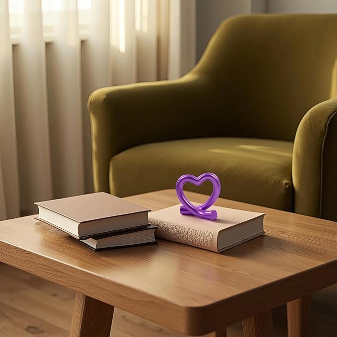 Purple Heart Sculpture – Romantic & Unique Gift for Anniversary, Valentine’s Day, Modern Decorative Figurine for Bedroom or Shelf