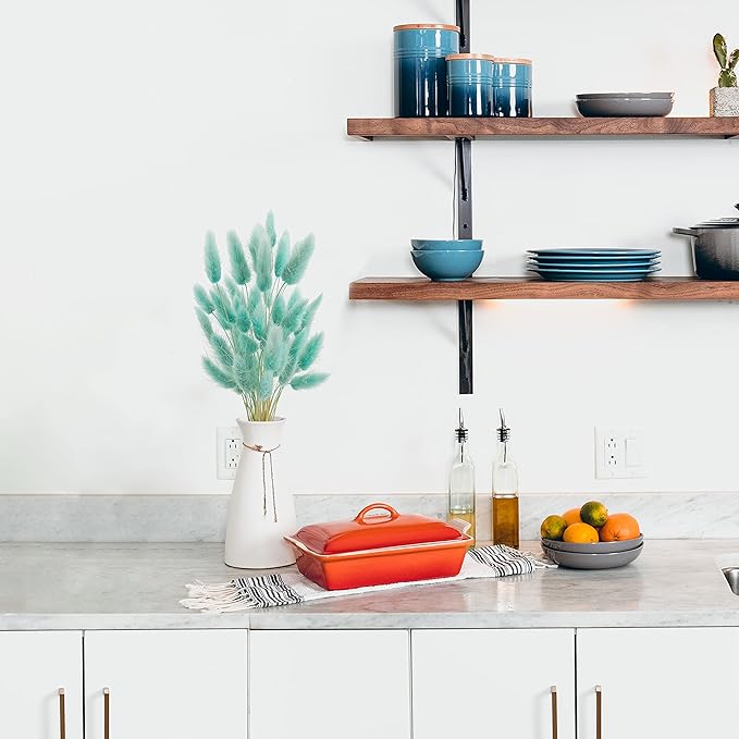 120 Pcs Bunny Tails Dried Flowers, 17’’ Dried Lagurus Ovatus, Dried Foxtail Grass for Flower Arrangements Wedding Centerpieces Home Boho Baby Shower Party Decorations (Teal Blue)