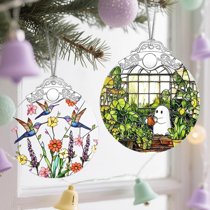 Stained Glass Ghost Christmas Ornament: Christmas Tree Ornaments & Decor, Holiday Decor – Holiday Presents, Gift Ideas & Gifts for Friends, Coworker, and Family