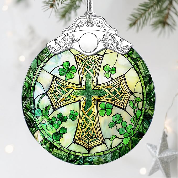 Stained Glass Cross Ornament, Christmas Ornaments, Christmas Decorations for Tree, Holiday Ornament, Religious Gifts, Cross Gifts, Gift Ideas & Christian Gift