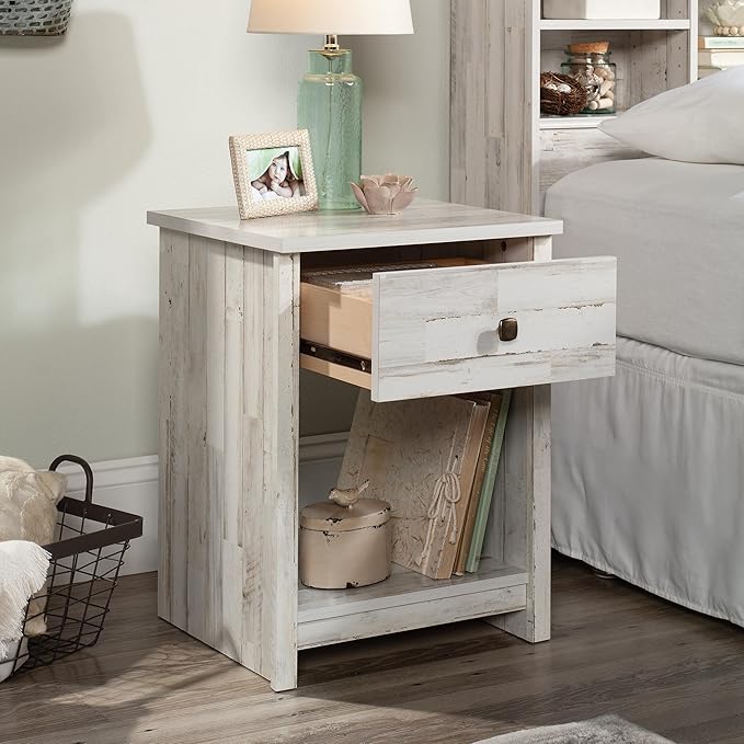 Sauder River Ranch Night Stand, White Plank Finish