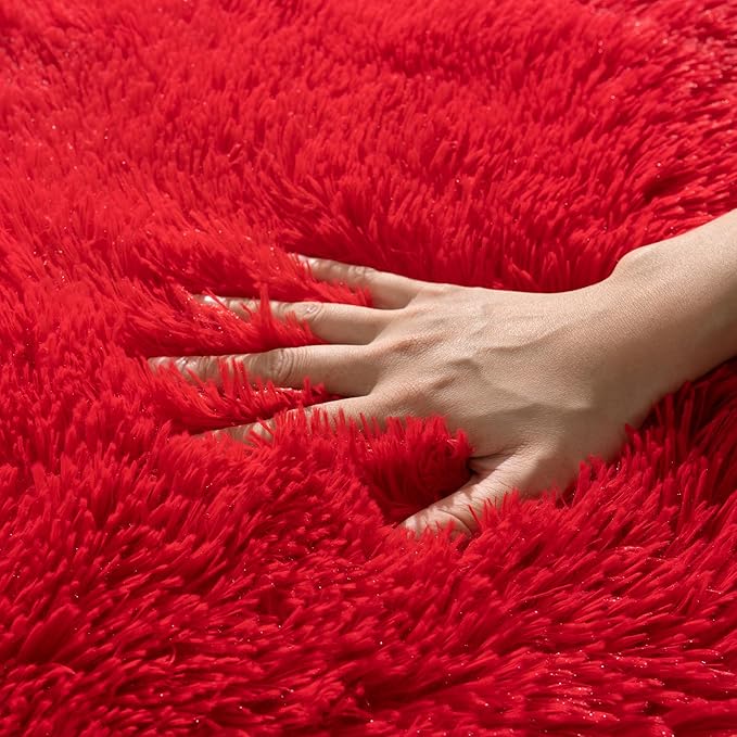 Rugs for Living Room 5x7, Soft Shaggy Modern Shag Area Rug for Bedroom, Upgrade Non-Slip Plush Fluffy Carpet for Kids Boys Girls Room Home Decor Aesthetic, Red