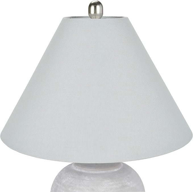 Nourison Home 23" Grey Vintage Distressed Ceramic Pot Table Lamp for Bedroom, Living Room, End Table, with Grey Conical Empire Shade