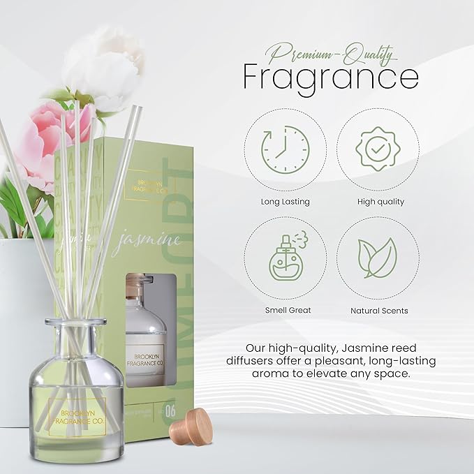 Brooklyn Fragrance Co. Aroma Diffuser - Long Lasting Premium Fragrance - Air Fresheners for Home Jasmine Scents - Fragrance Diffuser for a Large Room - 100ML