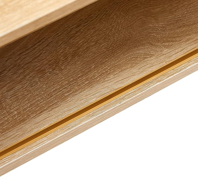 IANIYA 40.34" Boho Coffee Table, Rectangle Wooden Accent Center Tables, Living Room Table with Sliding PE Rattan & Solid Legs for Living Room, Apartment Small Space (Natural)