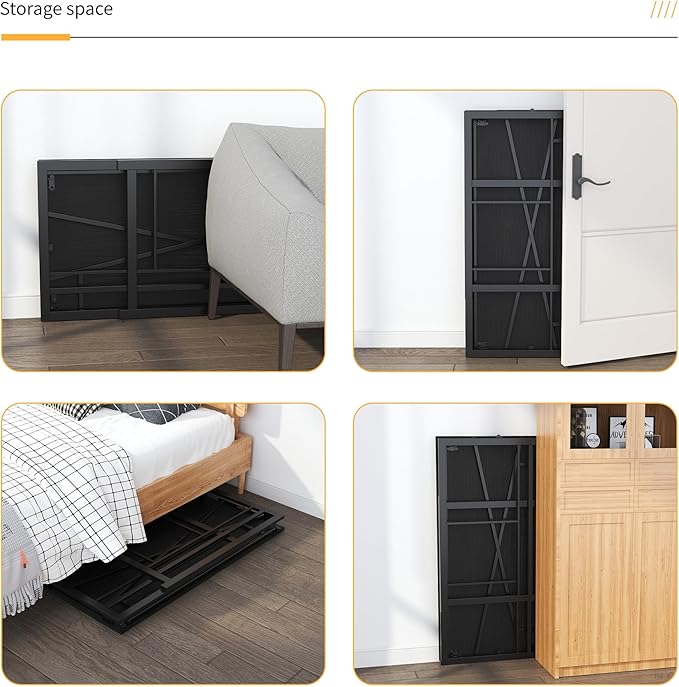 Folding Desk 40 inch Writing Gaming Computer Camping Desk, No Assembly Required Home Office Table, Black