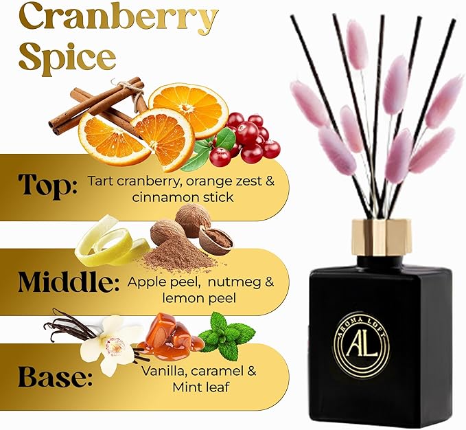 Christmas Diffusers for Home, Christmas Scents, Gifts for Him, Cranberry Spice Reed Diffuser,Long Lasting Fragrance