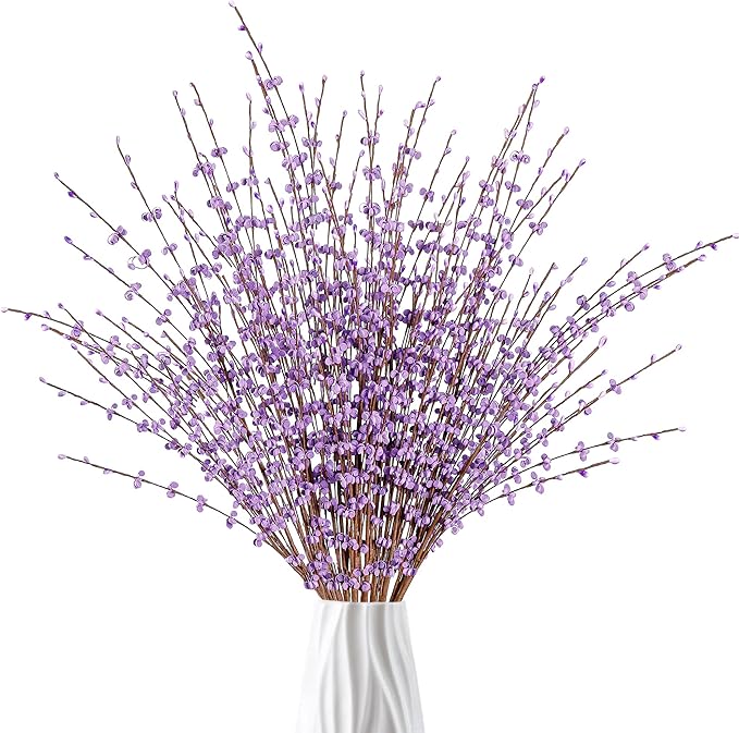 Sggvecsy 10 Pcs 29.5’’ Long Artificial Jasmine Flowers Tall Fake Flower Bouquet Faux Jasmine Plants Dry Branches for Wedding Home Party Office Hotel Restaurant Kitchen Decoration（Light Purple）