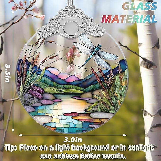 Christmas Stained Glass Dragonfly Ornament - Home Decor - Holiday Present Ideas - Gift Exchange - Fluttering Dragonfly