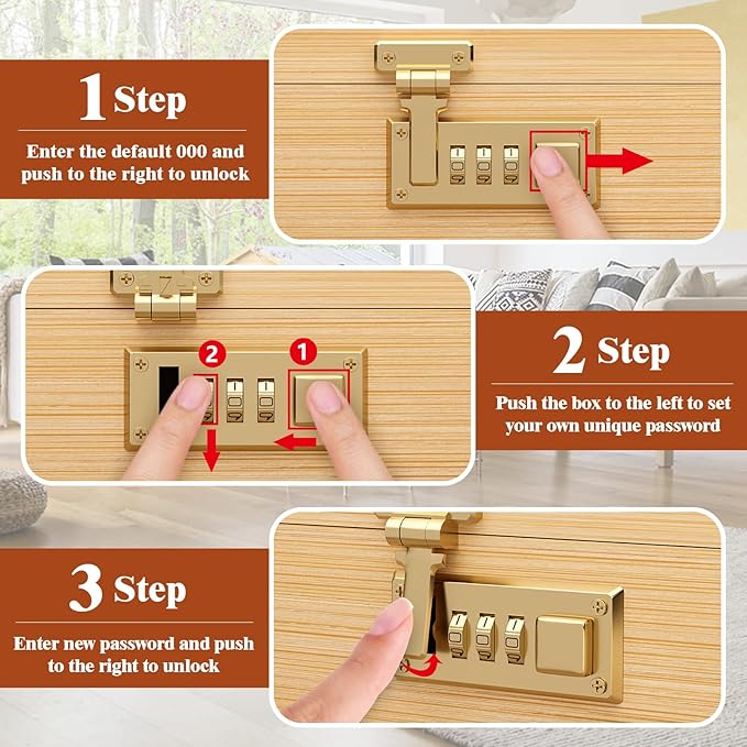 Lockable stash box with rolling tray – Premium bamboo box organizer with grinder, jars & brushes | Stylish wooden stash boxs, spacious Storage Box, great large stash box for home,Holiday Gift