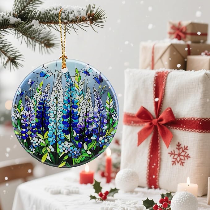 Vibrant Lupine & Butterfly Christmas Ornaments: Christmas Decorations for Tree & Holiday Decor – Holiday Presents, Gift Ideas for Friends, Coworker, Family, Gardener, Teacher, and Neighbor. ﻿