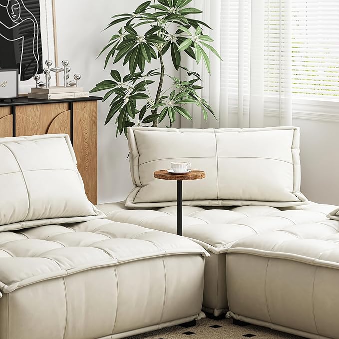 TUTOTAK Tall Round Side Table, Small End Table, Beside Table, Drink Table, Pedestal Side Table, livingroom, Brown TB01BB065