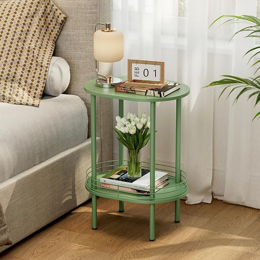 Small Round Side Table,Bedside Table with Storage, Morden Round Nightstand, Samll Side Table for Living Room，Bathroom,Bedroom, Nursery, Laundry, Green
