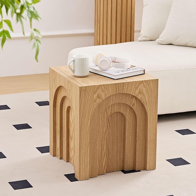 15.74'' Square Coffee Table for Living Room, Minimalist Coffee Table Modern Coffee Table, Tea Table Side Table End Table Small Coffee Table Accent Table Bedside Table for Apartment Office,Nature