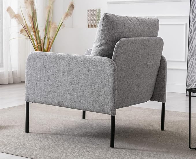 Kmax Fabric Single Sofa Couch Modern Accent Chair for Living Room Small Space, Apartment, Bedroom, Dorm, Office - Grey