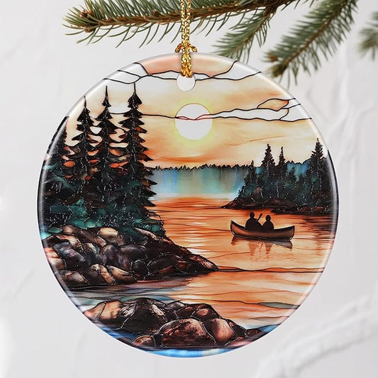 Serene Mountain Sunset Christmas Ornaments: Christmas Tree Decorations & Holiday Ornaments – Holiday Presents, Gift Ideas for Friends, Coworker, Family, and Nature Lovers