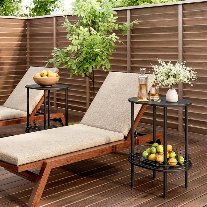 Small Round Side Table,Bedside Table with Storage, Morden Round Nightstand, Samll Side Table for Living Room，Bathroom，Bedroom, Nursery, Laundry, Black