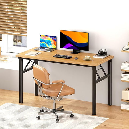 DlandHome 47 inches Folding Table Computer Desk Portable ActivityTable Conference Table Home Office Desk, Fully Assembled Teak DND-ND5-120TB1