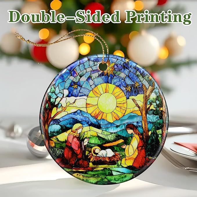 Nativity Scene Ornament: Christmas Ornaments, Religious Christmas Decorations for Tree, Catholic Ornament & Christian Holiday Decor | Religious Gifts, Christian Gifts - Design F