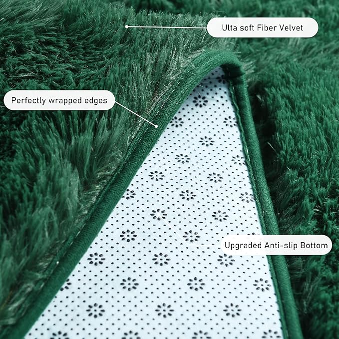 Runner Rugs for Bedroom 2x6 Rug Runners for Hallways Non Slip Soft Shag Bedside Rug, Fluffy Area Rug Throw Rugs for Living Room, Floor Carpet Runner for Nursery Kids Dorm, Blackish Green