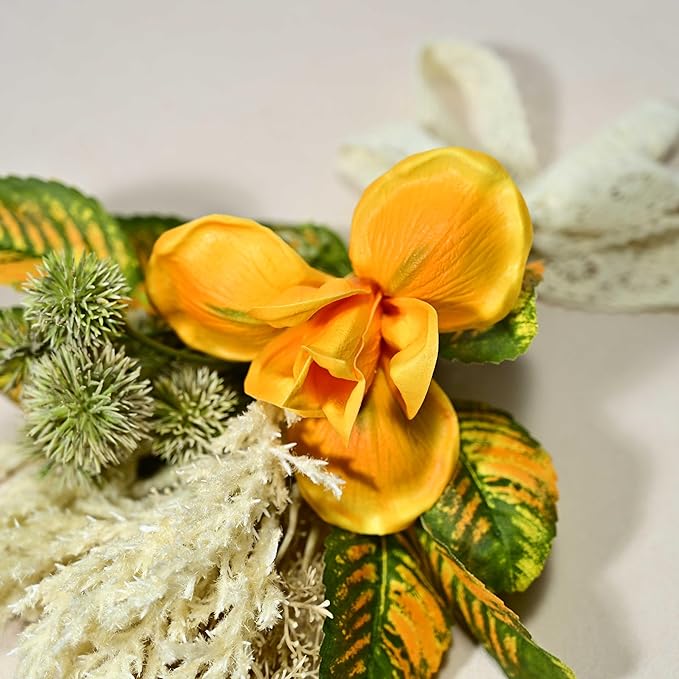 8pcs Luxury PU Orange Flowers Real Touch Wedding Bouquets Artificial Flowers for Decoration DIY Floral Gifts Home Office Table Decor Farmhouse Table Centerpiece Decorations