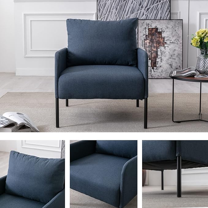 Kmax Fabric Single Sofa Couch Modern Accent Chair for Living Room Small Space, Apartment, Bedroom, Dorm, Office - Blue