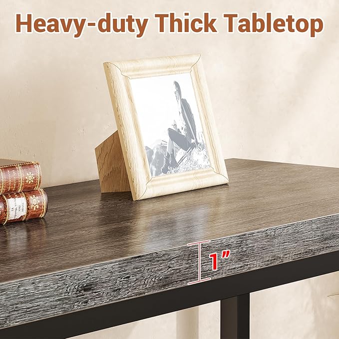 Console Table, Entryway Table, Sofa Table with Mesh Shelves, Console Tables for Living Room, Bedroom, Hallway, Entryway, Foyer (2 Tier, Oak Grey, 47 inch)