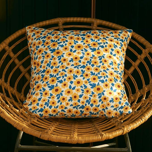 Sunflower Floral Outdoor Pillows Waterproof for Patio Furniture 18x18 Set of 2 Yellow Decorative Pillow Covers for Couch Porch Chair Bench Reversable Cottage Farmhouse Pillow Cases Gold