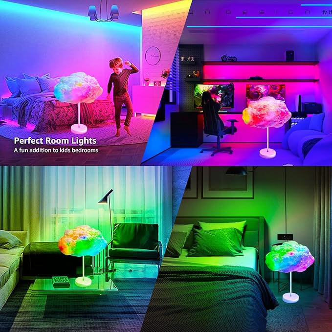 Table Lamp,RGB Color Changing lamp,with Remote,APP,Music Sync,Dimmable Small Bedside Lamp for Bedroom Ambience,Nightstand Lamp for Home Decor Party
