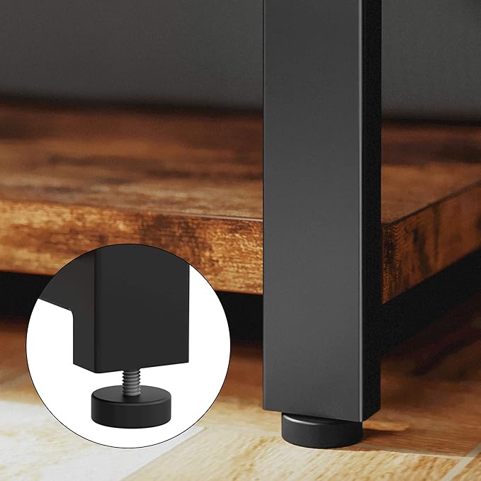 IRONCK Rustic Entryway Console Table, Long Hallway Table 47 in 3-Tier, TV Stand Entertainment Center Media Stand for Living Room, Industrial Style, Vintage Brown