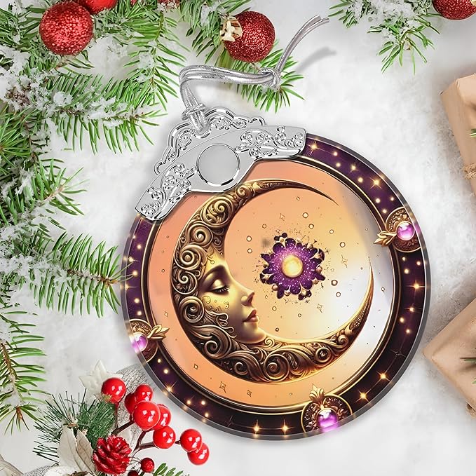 Sun and Moon Stained Glass Orament - Christmas Ornament - Christmas Decorations for Tree - Holiday Present ldeas - Gift Exchange