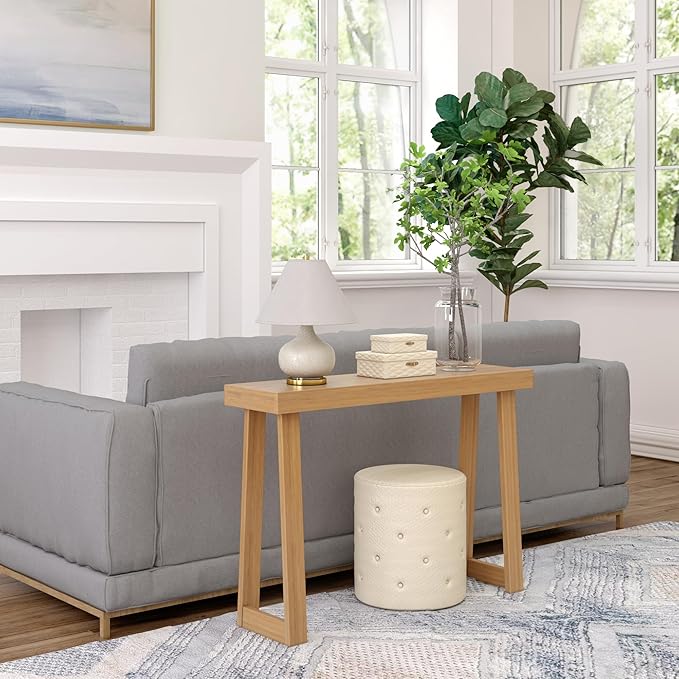Plank+Beam Solid Wood Console Table, 46 Inch, Sofa Table, Narrow Entryway Table for Hallway, Behind The Couch, Living Room, Foyer, Easy Assembly, Pecan
