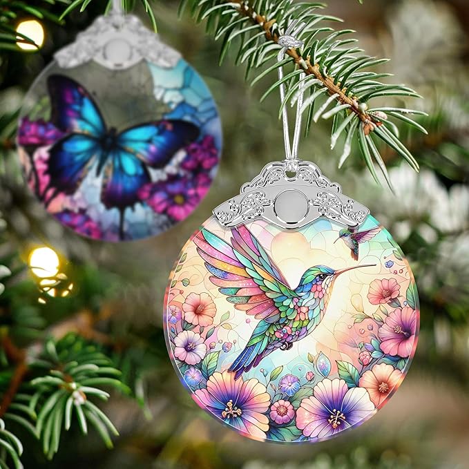 Hummingbird Stained Glass Orament - Christmas Ornament - Christmas Decorations for Tree - Holiday Present ldeas - Gift Exchange