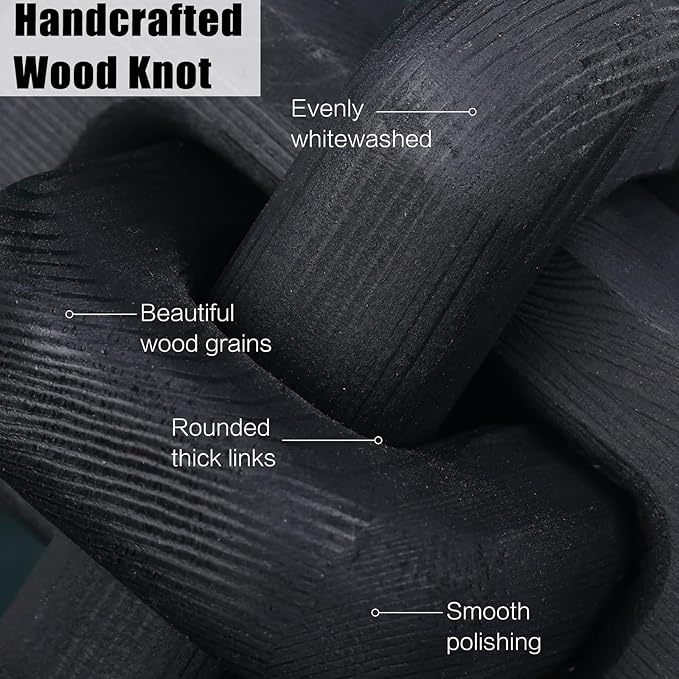 Wooden Knot Decoration Bohemian Decoration Hand-Carved Knot Black Coffee Table Decoration Suitable for Modern Home Bedroom Living Room Farmhouse Dining Table Minimalist Decoration (Black)