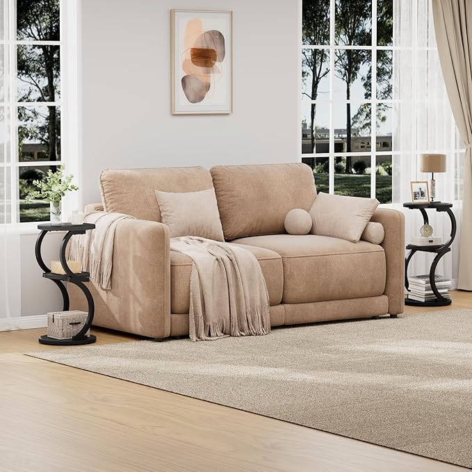 JUSTOGO Small Round Side Table, 3-Tier End Table for Living Room, Vintage Nightstand for Small Spaces Sofa Couch Corner Bedside Bedroom, S-Shaped Wood Accent Table Matel Coffee Table, Black