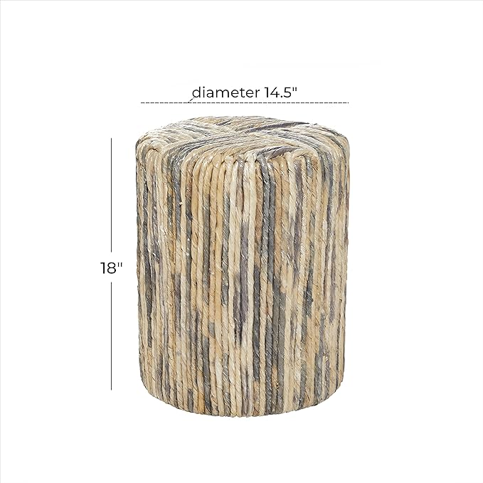 Deco 79 Banana Leaf Woven Accent Table, 15" x 15" x 18", Multi Colored