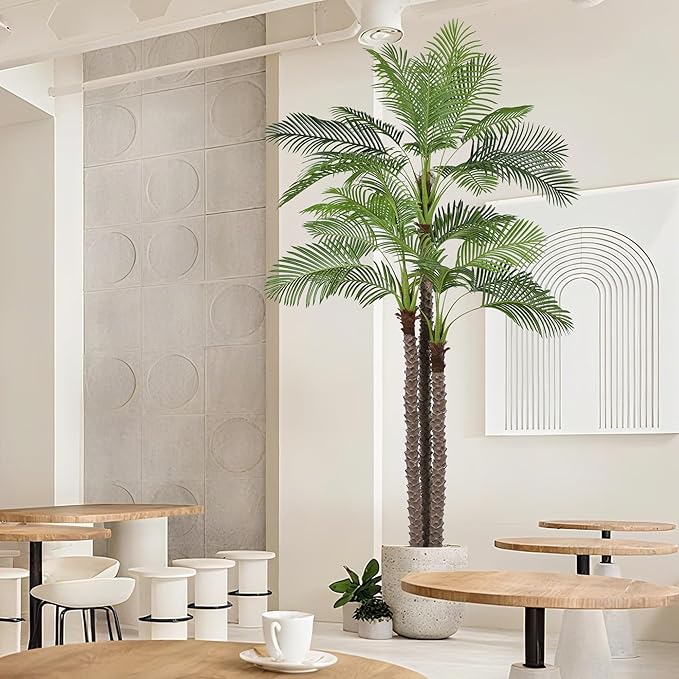 10FT Artificial Palm Tree - Tall Fake Palm Tree with 36 Lifelike Leaves & Realistic Trunk, 120" Large Faux Tropical Phoenix Palm Plant for Home Living Room Poolside Office Hotel Mall Decor