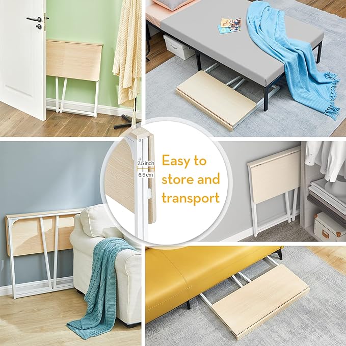 WOHOMO Folding Desk, Small Foldable Desk 39.4" for Small Spaces, Space Saving Computer Table Writing Workstation for Home Office, Easy Assembly, Oak