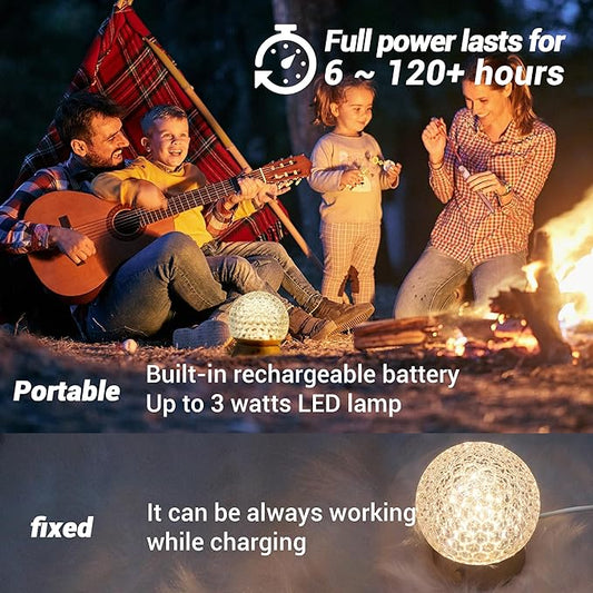 Cordless Table Lamp, Rechargeable Battery Operated Lamp, 3 Color Modes & Stepless Dimmable LED Touch Lamps, Portable Crystal Gold Metal Small Decorative Cute Light for Kids Room, Bedroom