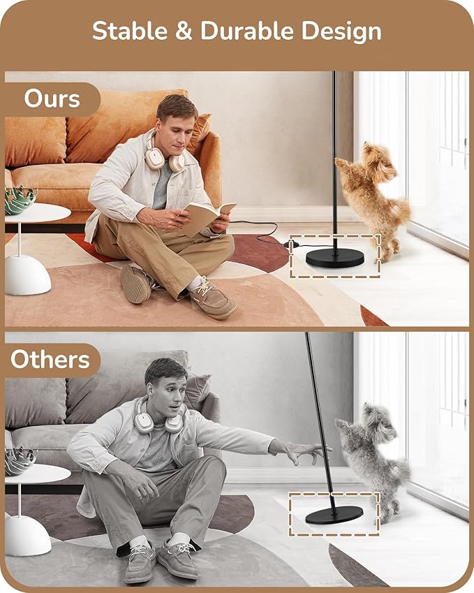 EDISHINE Floor Lamps for Living Room, 63.7in Minimalist Standing Lamp with 9W LED Bulb, 3 Color Temperature, Modern Corner Lamp for Bedroom, Nursery, Office, Foot Pedal Switch, Black